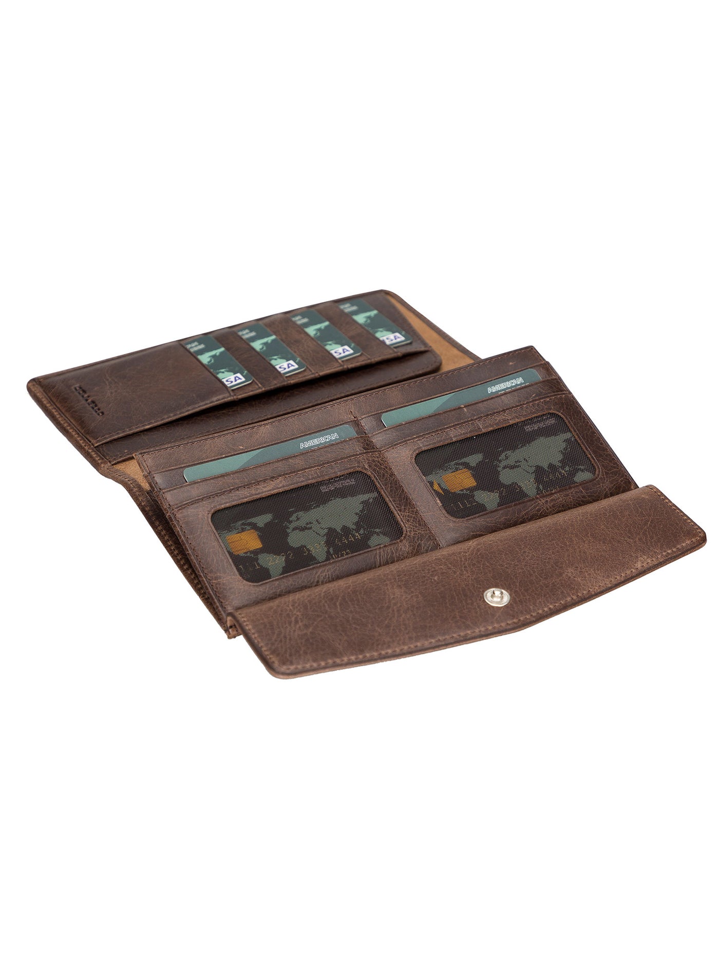 Vince universell plånbok med plats för mobiltelefon Pouch Walle i äkta läder från Bouletta Vintage-Brun #color_vintage-brun