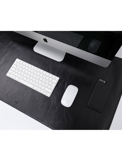 Skrivbordsunderlägg DekPad Pro Max i äkta läder för ditt hemmakontor från Bouletta Svart #color_svart